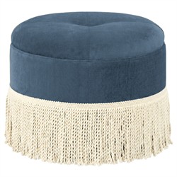 Anslie Blue Dusk Performance Velvet Ottoman