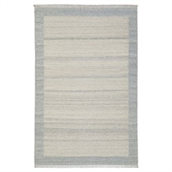 Lemuel Coastal Beach Light Blue Wool Bordered Patterned Rug - 5'x8'