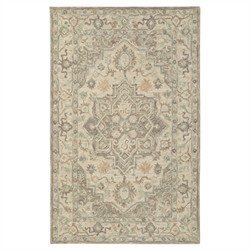 Martis Updated Traditional Beige Wool Oushak Patterned Rug - 5'x8'