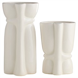 Maud Modern Classic White Ceramic Decorative Vase - Set of 2