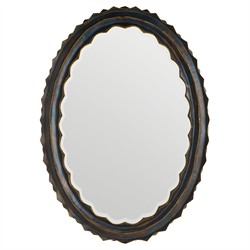 Norway Updated Traditional Burnt Iron Textured Oval Wall Mirror