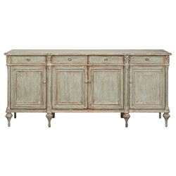 Callow French Country Distressed Sage Green Pine Wood Sideboard