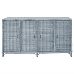 Worlds Away Evander Coastal Beach Blue Woven Rattan