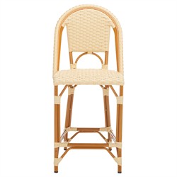 Hayden Coastal Beach Beige Woven Faux Wicker Outdoor Armless Counter Stool