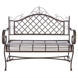 Anise French Country Rustic Brown Iron Outdoor Garden Bench
