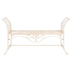 Arieth French Country Cream Iron Outdoor Garden Bench