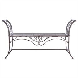 Arieth French Country Antique Brown Iron Outdoor Garden Bench