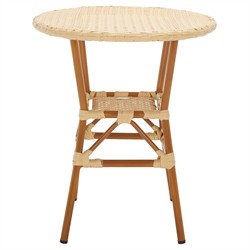 Hayden Coastal Beach Beige Woven Faux Wicker Round Outdoor Bistro Table - 24"