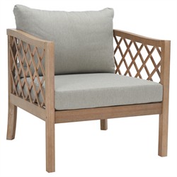 Sandy Coastal Beach Brown Wood Outdoor Lounge Arm Chair