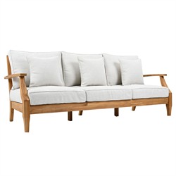 Camila Coastal Beach Off White Cushion Natural Teak Outdoor Sofa - 82"