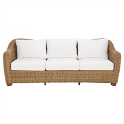 Kylie Coastal Beach Brown Woven Wicker Outdoor Sofa - 81"