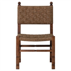 Vaterra Updated Traditional Brown Teak Rattan Outdoor Dining Chair - Set of 2