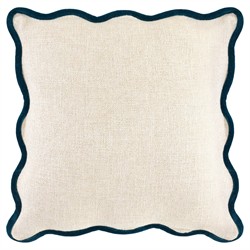 Cyna Updated Traditional Blue Border Scallop Throw Pillow - 22x22