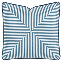Alona Coastal Beach Blue Striped Performance Indoor Outdoor Throw Pillow - 20x20