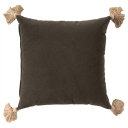 Jules Modern Brown Velvet Indoor Outdoor Tassel Throw Pillow - 20x20