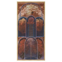 Mireille Traditional Red Rose Gold Frame Mixed Media - 24x52