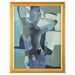John Richard Implied Bend Blue Abstract Gold Frame Painting - 46x36