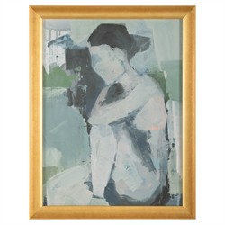 John Richard Nude in Sitting Blue Abstract Gold Frame Painting - 46x36