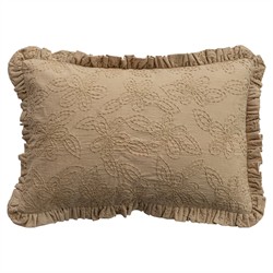 Jory Updated Traditional Beige Cotton Embroidered Floral Lumbar Pillow - 16x24