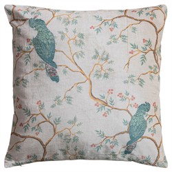 Arden Updated Traditional Cream Velvet Botanical Throw Pillow - 18x18