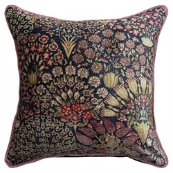Ainle Updated Traditional Navy Blue Printed Velvet Botanical Throw Pillow - 20x20