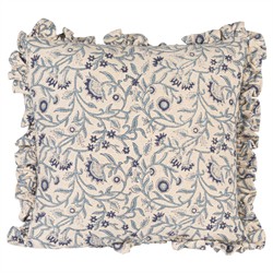 Eala Updated Traditional Blue Floral Ruffled Throw Pillow - 18x18