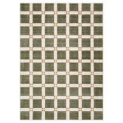 Erin Modern Classic Green Grid Patterned Rug - 5'3"x7'