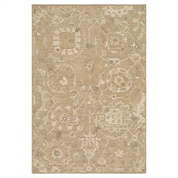 Shyna Updated Traditional Tan Wool Floral Patterned Rug - 5'x7'6"