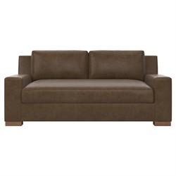 Henri Cocoa Leather Loveseat - 72"
