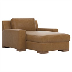Henri Brown Sugar Leather Chaise