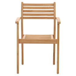 Reane Coastal Beach Natural Teak Outdoor Stackable Dining Arm Chair
