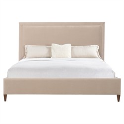 Alaine Modern Classic Beige Velvet Performance Bed - Queen