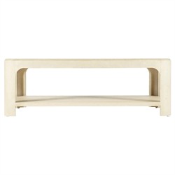 Elara Coastal Beach Cream Raffia Rectangular Cocktail Table