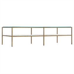 Claus Modern Classic White Marble Gold Steel Rectangular Coffee Table - 62"