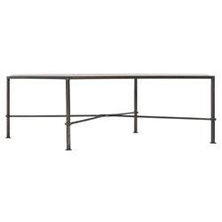Elia Updated Traditional Cream Marble Black Metal Square Coffee Table