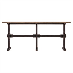 Asher French Country Black Oak Trestle Rectangular Console Table