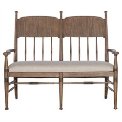 Asher Updated Traditional Beige Performance Brown Oak Dining Bench