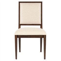 Alaine Modern Classic Beige Performance Dark Brown Wood Dining Chair