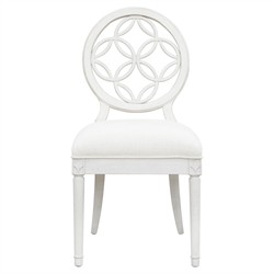 Silas French Country White Fretwork Wood Dining Chair