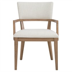 Amleto Modern Classic Cream Performance Brown Oak Dining Arm Chair