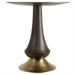 Fillmore Updated Traditional Dark Brown Oak Gold Metal Bar Table