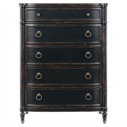 Stella Updated Traditional Aged Black Wood Tall Chest Dresser