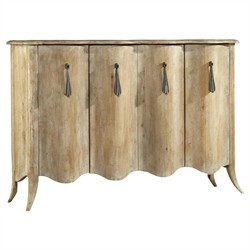 Orion Updated Traditional Light Brown Elm Wood Scalloped Credenza