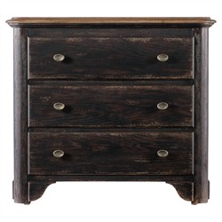 Asher French Country Black Oak Wide Nightstand