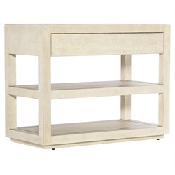 Milly Coastal Beach Cream Burlap Wood Nightstand