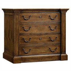Alban Updated Traditional Dark Brown Pecan Wood Lateral File Office Cabinet