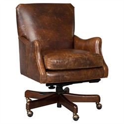 Clive Rustic Lodge Dark Brown Leather Swivel Tilt Office Chair