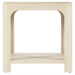 Elara Coastal Beach Cream Raffia Wood Square End Table