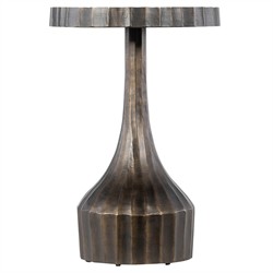 Francesca Modern Classic Bronze Resin Ribbed Round Accent Table