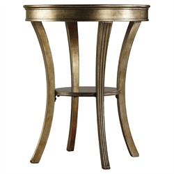 Elysia Updated Traditional Silver Greige Wood Mirrored Round Side Table